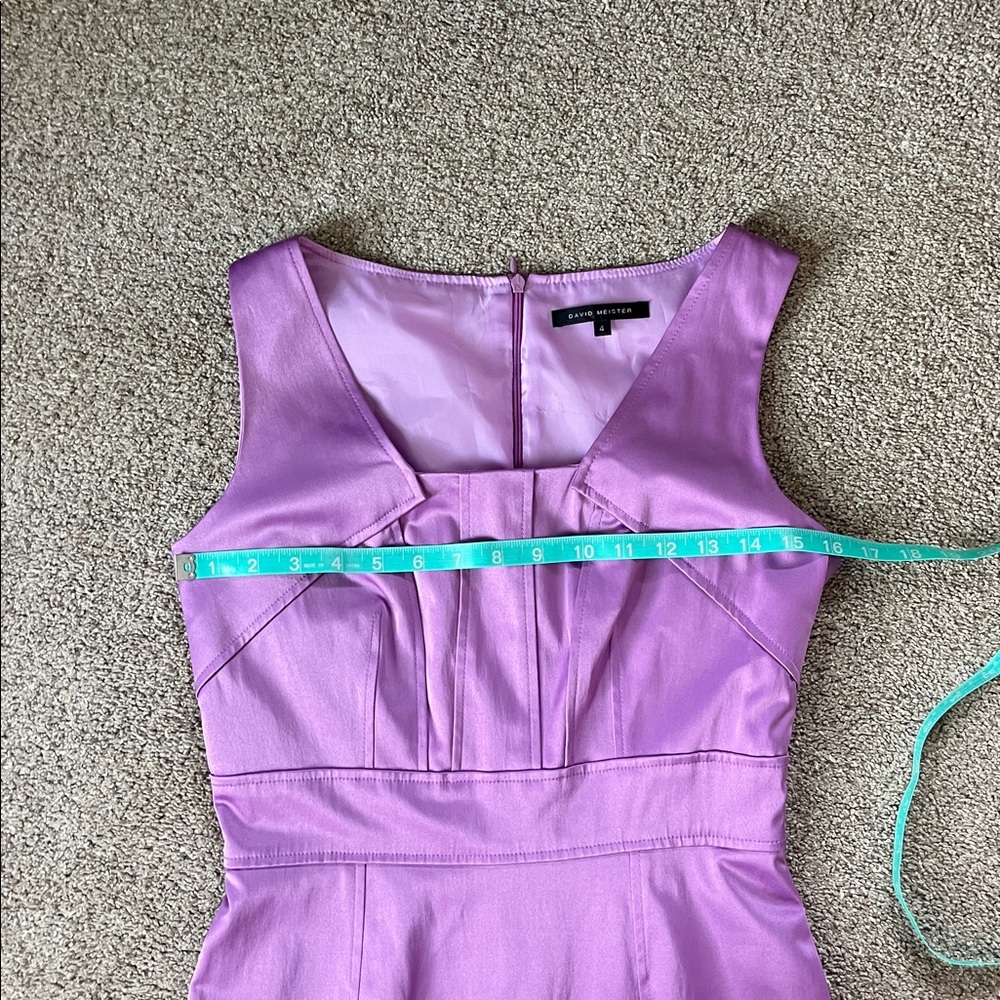 David Meister Glossy Lavender Lilac Purple Cotton Blend stretch satin Sheath sz4 - Picture 3 of 10